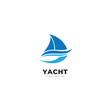 Luxury yacht club logo line icon. Premium leisure boat marine sign. Cruise ship travel symbol. Vector illustration.