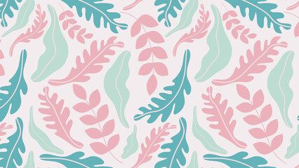 Seamless pattern with abstract leaves. Freehand drawing