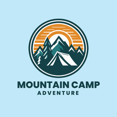 Exploring Camping mountain logo design outdoor illustration  