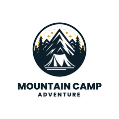 Exploring Camping mountain logo design outdoor illustration  