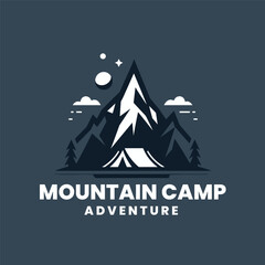 Vector mountain Exploring camping logo design 
