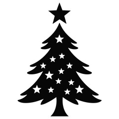 Christmas Tree silhouette vector illustration, Christmas Day, Christmas Eve