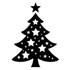 Christmas Tree silhouette vector illustration, Christmas Day, Christmas Eve