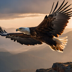 Eagle is flying gracefully on sky