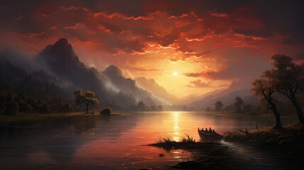 Captivating Sunset Scene from the River Bridge