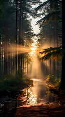 sunrise in the forest