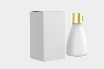 Matte Bottle Mockup Isolated On White Background. 3d illustration