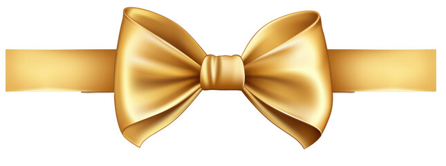 Gold ribbon and bow with gold isolated against transparent background - obrazy, fototapety, plakaty