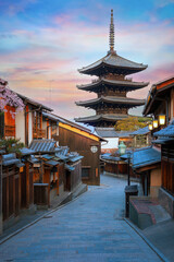 Kyoto, Japan - March 30 2023: The Yasaka Pagoda  known as Tower of Yasaka or Yasaka-no-to. The...