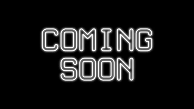 Animated coming soon with echo text effect using white neon color and black background