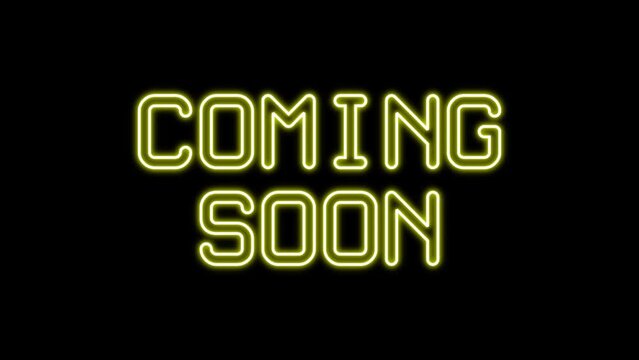 Animated coming soon with echo text effect using yellow neon color and black background