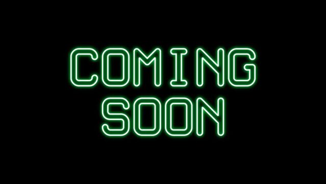 Animated coming soon with echo text effect using green neon color and black background