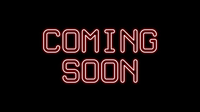 Animated coming soon with echo text effect using red neon color and black background
