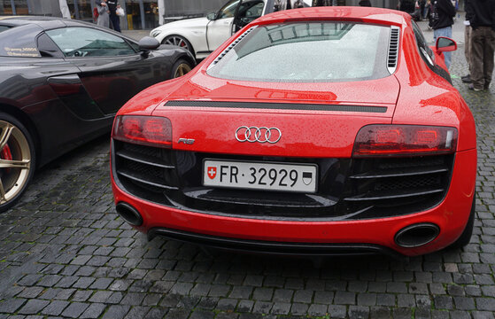 Winterthur, Switzerland - October 21, 2023: Audi R8 on the road in Winterthur, Switzerland
