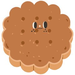Cute biscuit character flat illustration