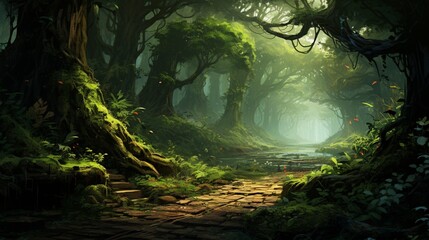 A Peaceful Journey Along the Walkway Through Trees