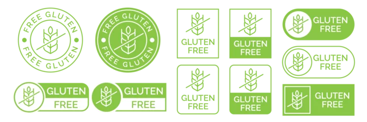 Foto op Canvas  Best gluten free label or gluten free stamp vector isolated in flat style. Gluten free label vector for product packaging design element. Simple gluten free stamp for packaging design element. © IQ art_Design