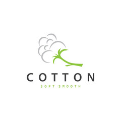 Cotton Logo, Soft and Smooth Cotton Plant Design for Business Brands with Simple Lines And Stem