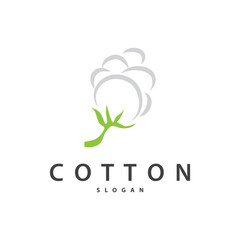 Cotton Logo, Soft and Smooth Cotton Plant Design for Business Brands with Simple Lines And Stem