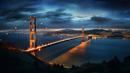 Awe-Inspiring Night View of Golden Gate Bridge from Vista Point