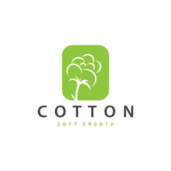 Cotton Logo, Soft and Smooth Cotton Plant Design for Business Brands with Simple Lines And Stem