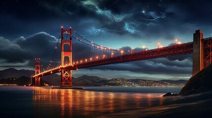 Bridge Under the Stars: Enchanting Night Vista of Golden Gate Bridge from the Point