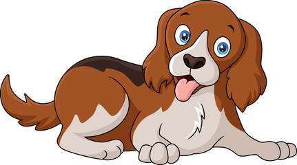 Cute dog cartoon on white background
