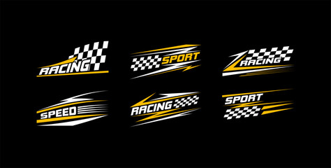 Sport car decal stripes, Car stickers Yellow striping. Isolated on black background	