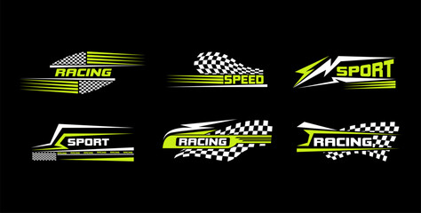 Sport car decal stripes, Car stickers Green striping. Isolated on black background	 - obrazy, fototapety, plakaty