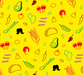 Mexican food pattern background