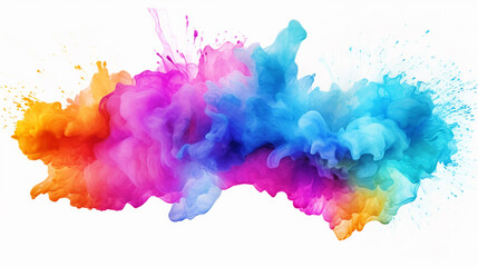 Colorful paint splatter on isolated white background - ai generative - obrazy, fototapety, plakaty
