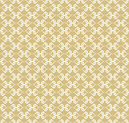 Seamless ornament. Modern wavy golden and white background. Geometric modern pattern