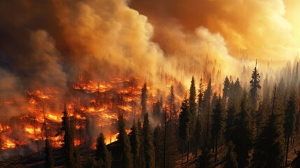 Obraz premium Forest fire area.