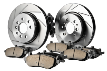 Car ventilated disc brake assembly, isolated with background removed, auto parts, industry concept, generative ai