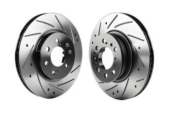 Car ventilated disc brake assembly, isolated with background removed 