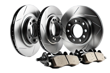 Car ventilated disc brake assembly, isolated with background removed, auto parts, industry concept, generative ai