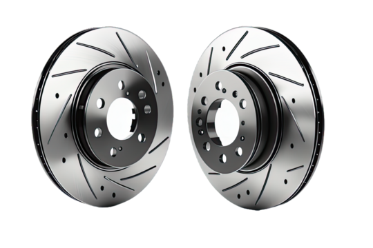 Car ventilated disc brake assembly, isolated with background removed 