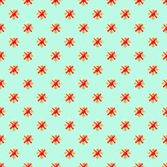 Seamless Pattern of Gift Box Shaped Butter Cookies on Cyan Background