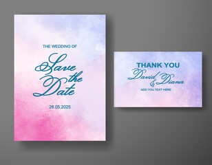 Wedding invitation with abstract watercolor background