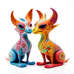 colorful dragon art on white background 