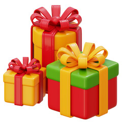 Christmas Gifts 3D Icon Transparent Background