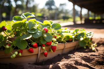 Strawberry farm panoramic scene