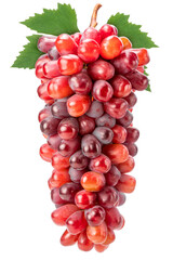 Red Grape on whiter background, Red grape or Red shine muscat grape with leaf isolste on white with clipping path.