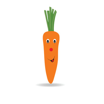 Cute carrot character cartoon style on white background