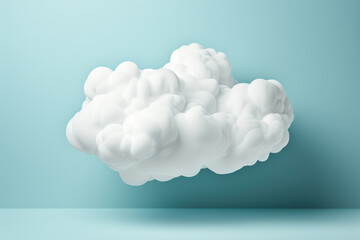 Serene image of cloud floating in air above blue surface. Background or in nature-themed designs.