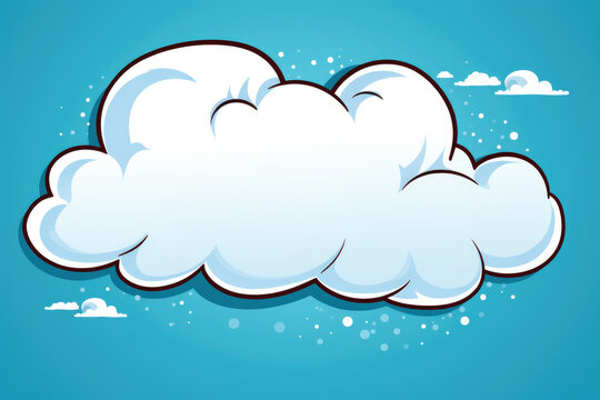 Cartoon cloud with blue background. This image can be used to depict weather, climate, or as design element for children's illustrations.