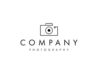 camera lens photography creative minimal line art logo design template