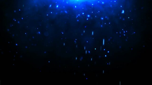 Neon blue particle lights. Luminous Particle Illumination. Dazzling Nightlife. Party Light Effects Scene