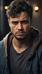 Obraz premium A portrait of a sad men