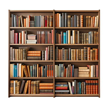 Front View of Wooden Bookshelf Loaded with Books